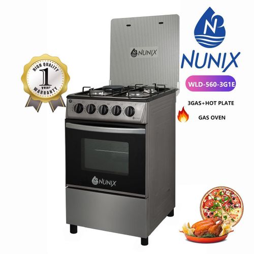 Nunix WLD-560-3G1E 50x50 3 Gas + Hot Plate Standing Cooker